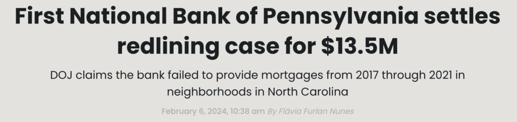 First National Bank Pennsylvania - Redlining settlement